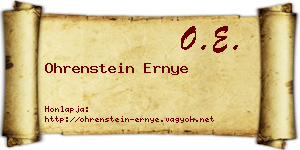 Ohrenstein Ernye névjegykártya